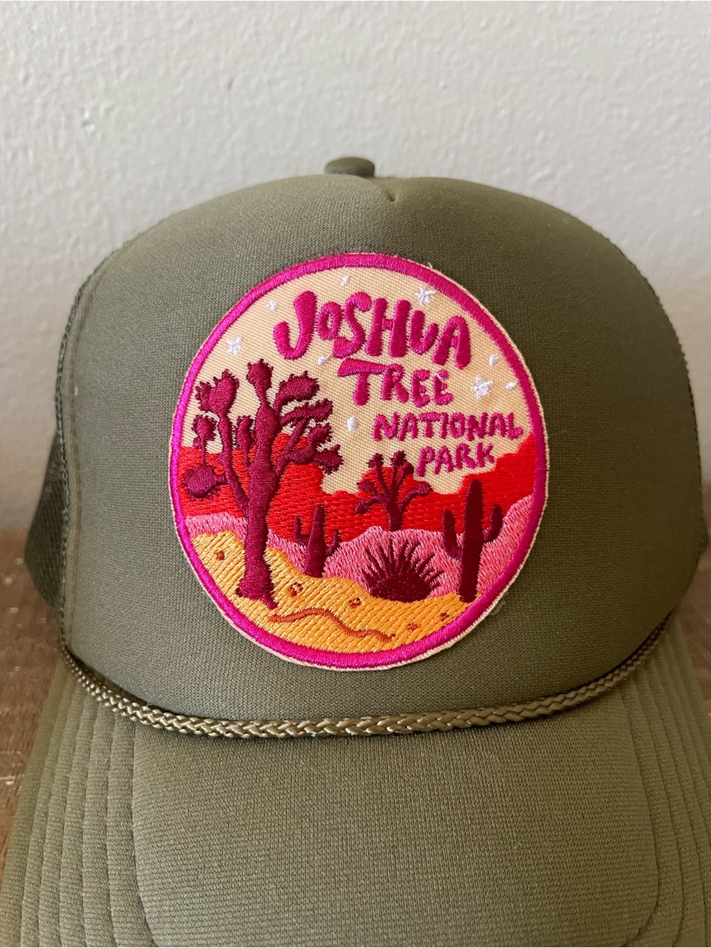 OTTO Olive Green Trucker Hat with Pink and Red Joshua Tree Patch